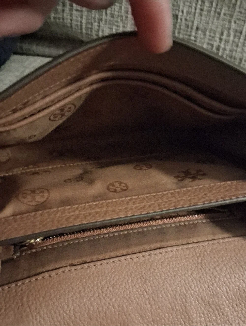 Tory Burch Cognac Bombe-T Leather Crossbody Bag with Embossed Logo